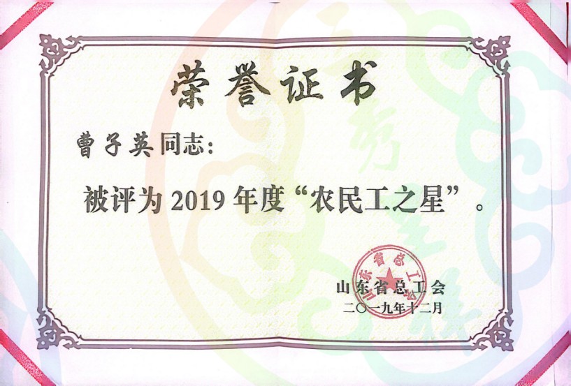山东省农民工之星